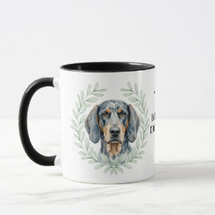 Eucalyptus Wreath Bluetick Coonhound Monogram Mug
