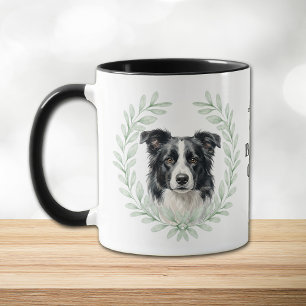 Eucalyptus Wreath Border Collie Monogram Mug