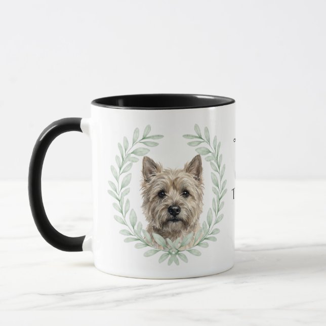 Eucalyptus Wreath Cairn Terrier Dog Monogram Mug (Left)