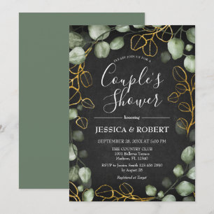 Eucalyptus Wreath Chalkboard Couples Shower Invitation