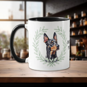 Eucalyptus Wreath Doberman Pinscher Dog Monogram Mug