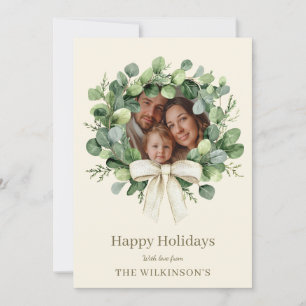 Eucalyptus Wreath Family Photo Holiday Card