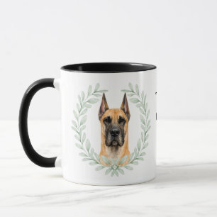 Eucalyptus Wreath Fawn Great Dane Dog Monogram Mug