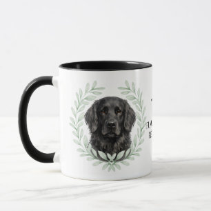 Eucalyptus Wreath Flat Coated Retriever Monogram Mug