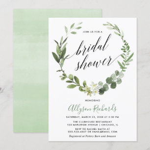 Eucalyptus wreath gender neutral bridal shower invitation