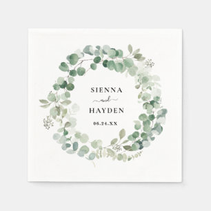 Eucalyptus Wreath Greenery Personalised Wedding Napkin