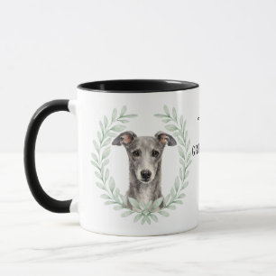 Eucalyptus Wreath Greyhound Dog Monogram Mug