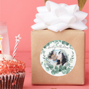 Eucalyptus Wreath Leaves Photo Classic Round Sticker