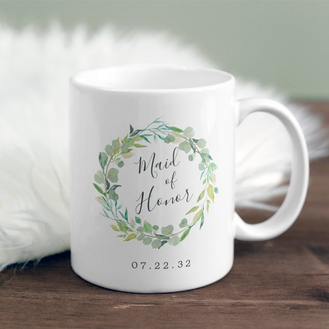 Eucalyptus Wreath Maid of Honour Coffee Mug (Creator Uploaded)