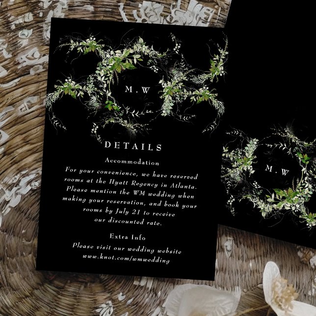 Eucalyptus Wreath Monogram Wedding Details Enclosure Card (Creator Uploaded)