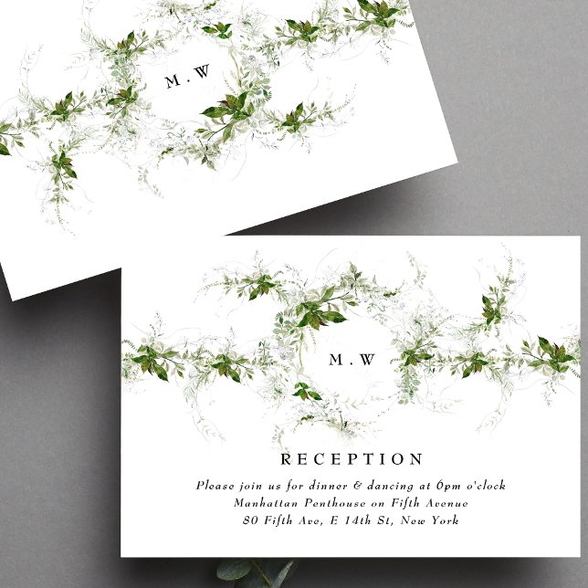 Eucalyptus Wreath Monogram Wedding  Reception Enclosure Card (Creator Uploaded)
