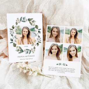 Eucalyptus Wreath   Multi Photo Grid Graduation Invitation