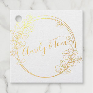 Eucalyptus wreath personalised text classic round  favour tags
