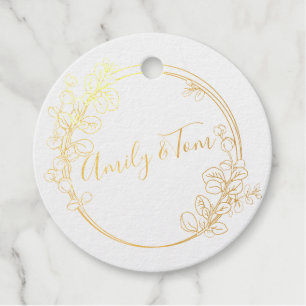 Eucalyptus wreath personalised text classic round  favour tags