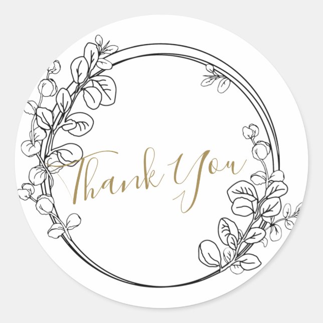 Eucalyptus wreath personalised text classic round  sticker (Front)