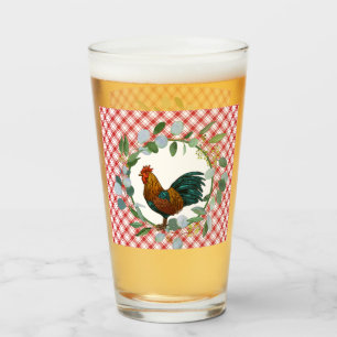 Eucalyptus Wreath & Rooster Farmhouse  Glass