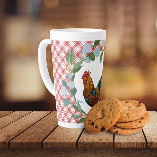 Eucalyptus Wreath & Rooster Farmhouse  Latte Mug (Creator Uploaded)