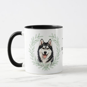 Eucalyptus Wreath Siberian Husky Dog Monogram Mug