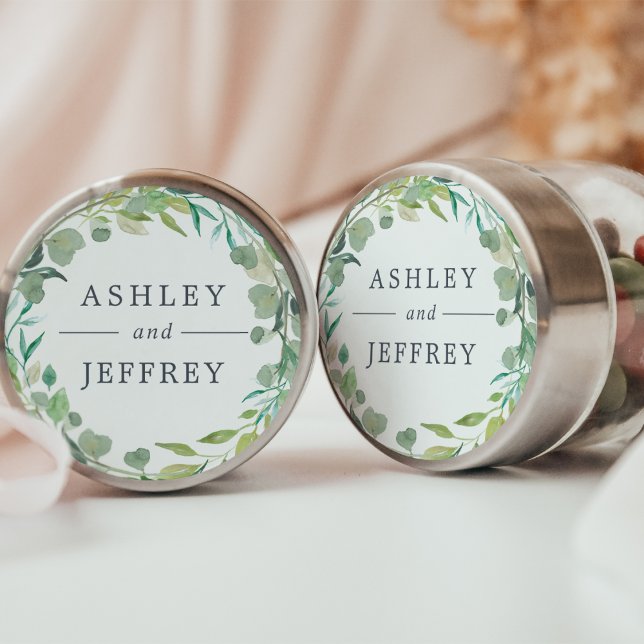 Eucalyptus Wreath Wedding Classic Round Sticker (Creator Uploaded)
