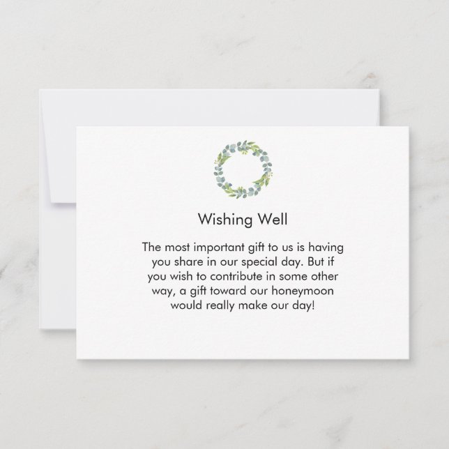 Eucalyptus Wreath Wedding Honeymoon Fund Card (Front)