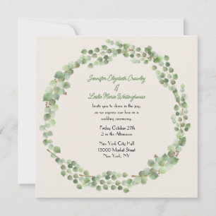 Eucalyptus Wreath Wedding Invitation