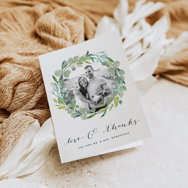 Eucalyptus Wreath | Wedding Photo Thank You Card (Creator Uploaded)