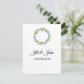 Eucalyptus Wreath Wedding Thank You Card