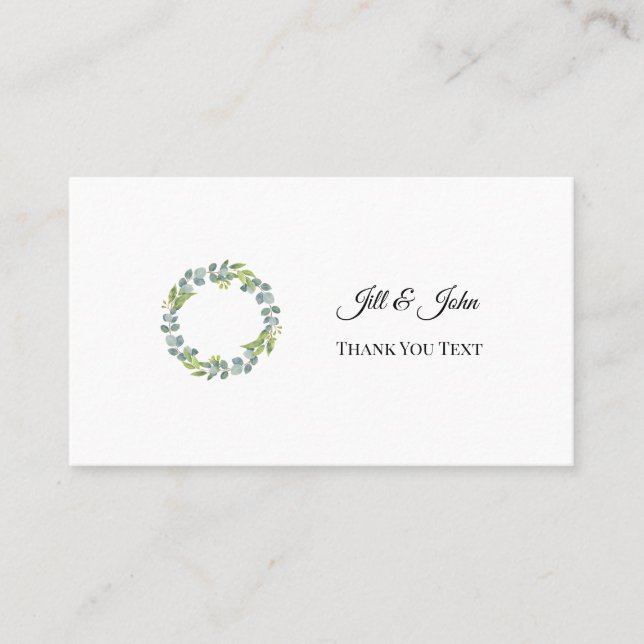 Eucalyptus Wreath Wedding Thank You Card (Front)