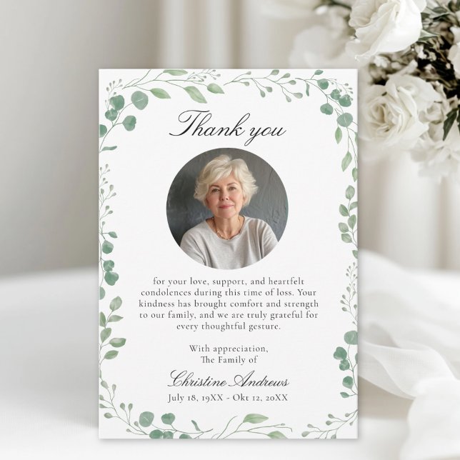 Eucalytus After Funeral Memorial Sympathy  Thank You Card (Eucalytus After Funeral Memorial Sympathy Thank You Card)