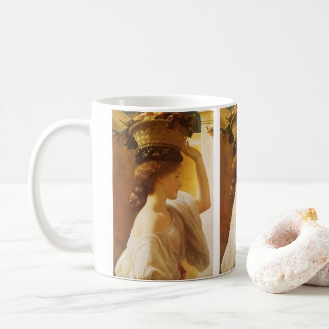 Eucharis - Girl With a Basket of Fruit by Leighton Coffee Mug (With Donut)