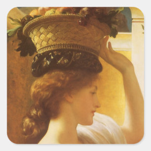 Eucharis - Girl With a Basket of Fruit by Leighton Square Sticker