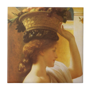 Eucharis - Girl With a Basket of Fruit by Leighton Tile