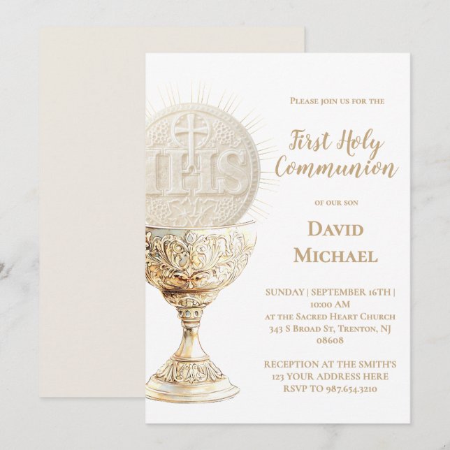 Eucharist design First Holy Communion Invitation (Front/Back)