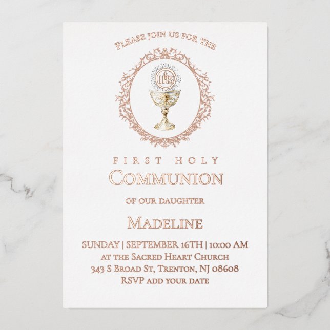 Eucharist First Holy Communion rose gold (Front)