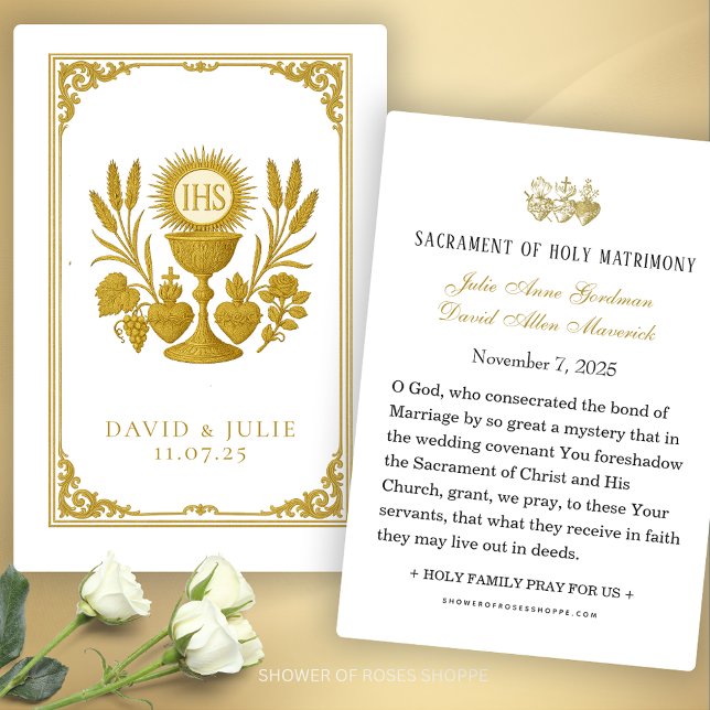 Eucharist & Three Hearts Catholic Wedding Keepsake (Creator Uploaded)