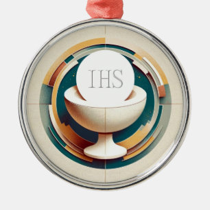 Eucharistic Communion Host and Chalice 3 Metal Tree Decoration