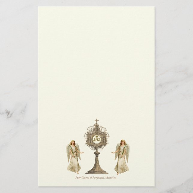 Eucharistic Monstrance with Chalice and Angels Stationery (Front)