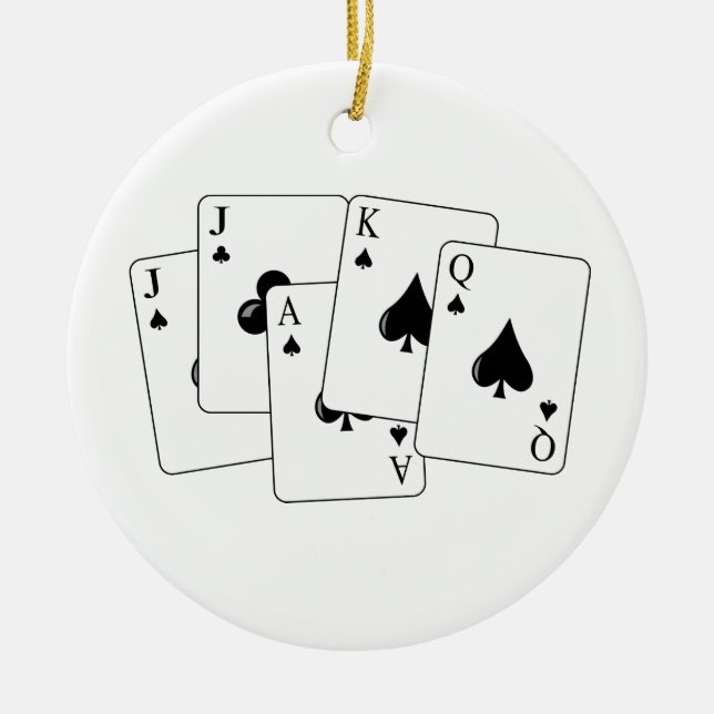 Euchre Cards Ceramic Tree Decoration (Front)