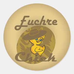 Euchre Chick #6 Classic Round Sticker