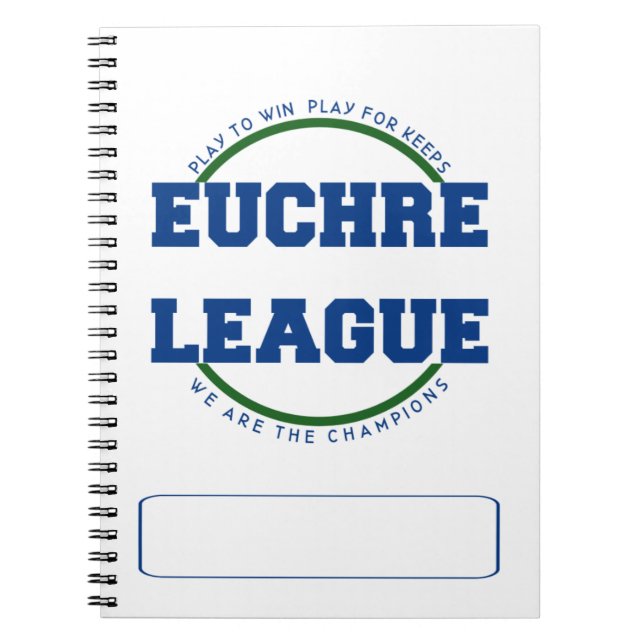 EUCHRE LEAGUE LOGO WITH SPACE FOR CUSTOM NAME NOTEBOOK (Front)