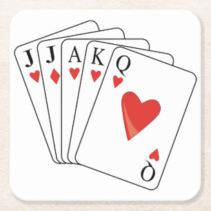 Euchre Playing Cards Square Paper Coaster
