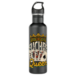 Euchre Queen Casino Night Poker Spades and Mahjong 710 Ml Water Bottle