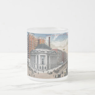 Euclid Ave., Cleveland 1916 Vintage Frosted Glass Coffee Mug