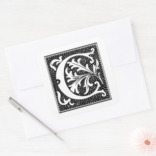 Euclid Capital Letter C on White Square Sticker