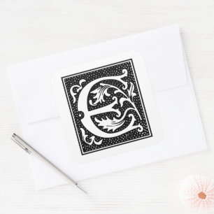 Euclid Capital Letter E on White Square Sticker