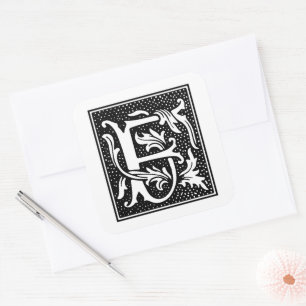 Euclid Capital Letter F on White Square Sticker