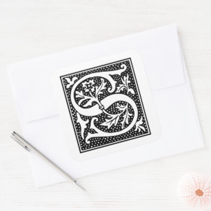 Euclid Capital Letter S on White Square Sticker