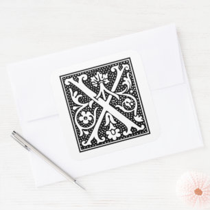 Euclid Capital Letter X on White Square Sticker