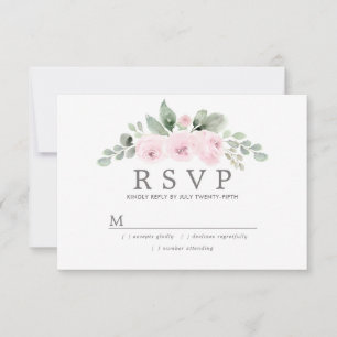 Euclyptus Pink Floral Wedding RSVP