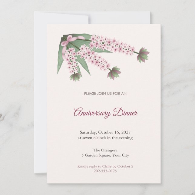 Eucomis Anniversary Dinner Invitation (Front)